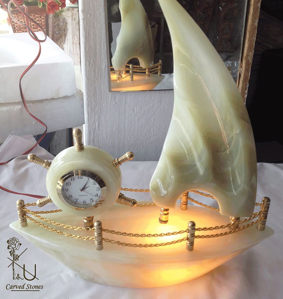 Onyx Marble Ship Clock