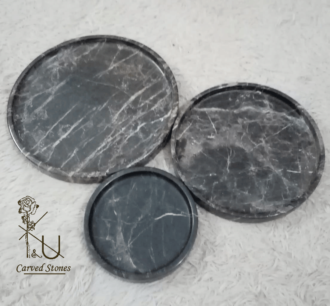Natural Black Stone Platter Set (3) - Image 3