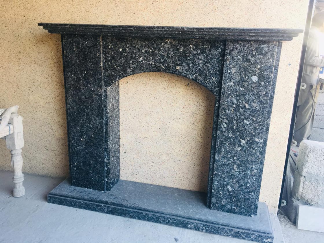Carved Silky Grey Marble Fire Place