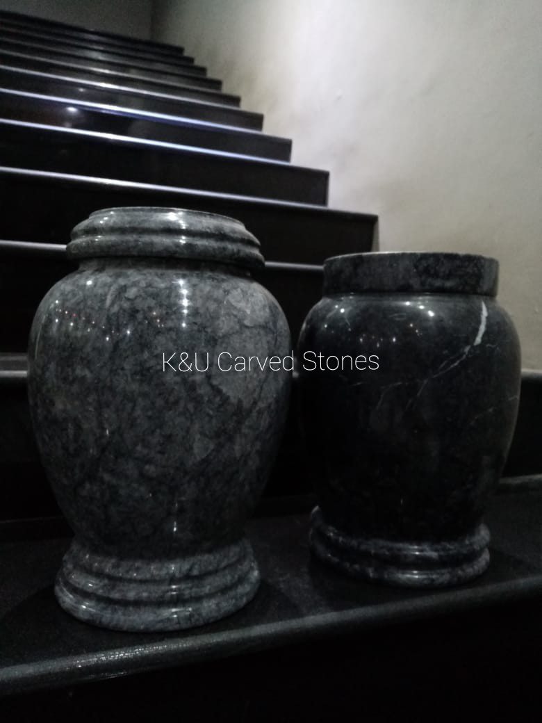 Natural Silky Black Gray Marble Urns (1) - Image 4