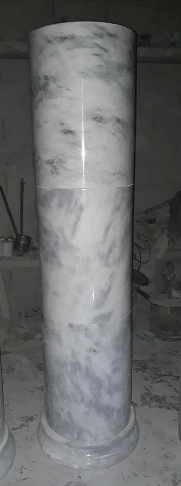 Carved and Polished White Grey Pillar Marble columns