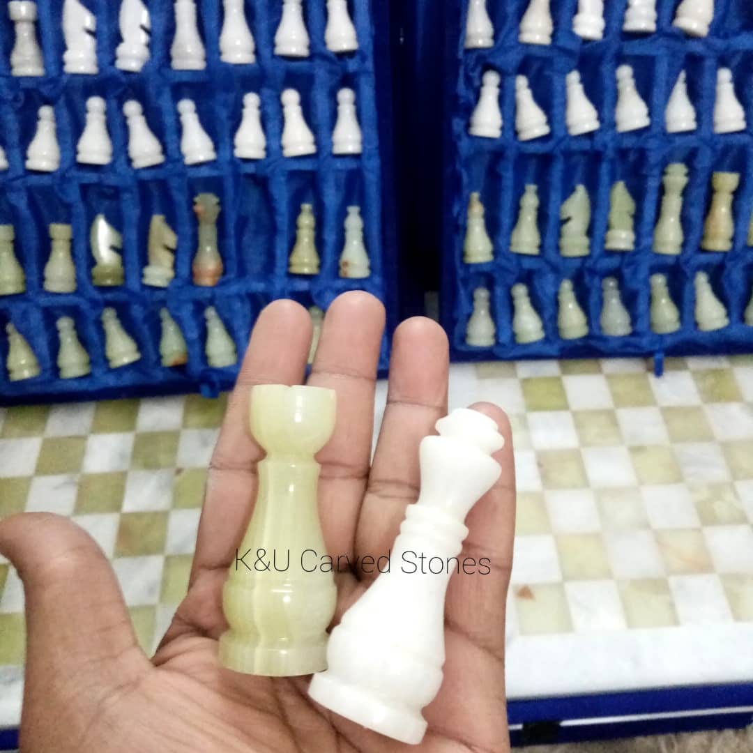 Beautiful Onyx Marble Chess Board Set - Image 6