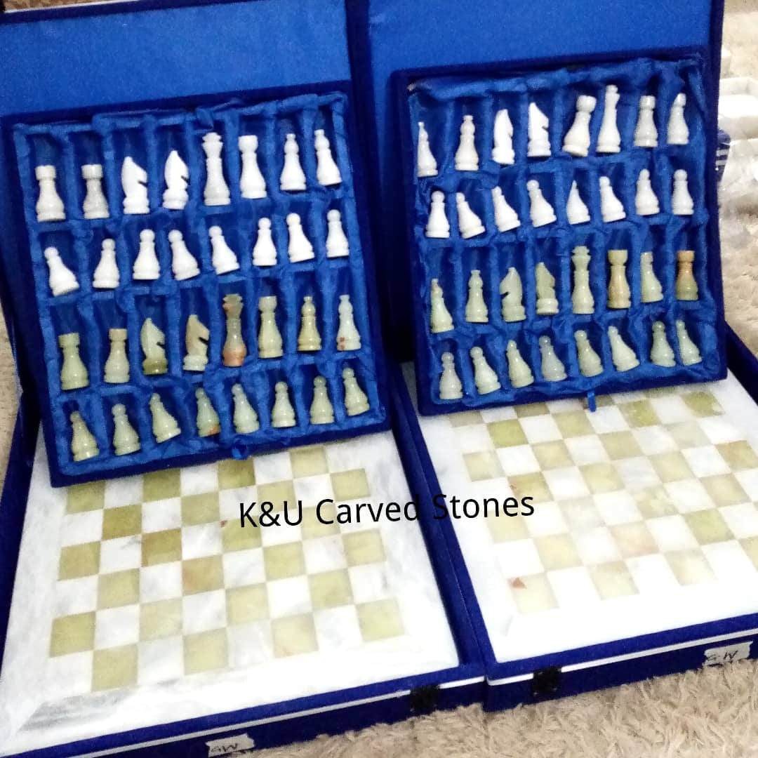 Beautiful Onyx Marble Chess Board Set - Image 5