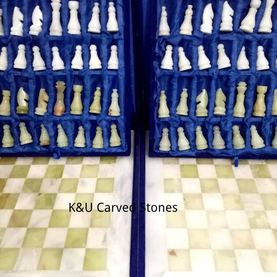 Beautiful Onyx Marble Chess Board Set - Image 9
