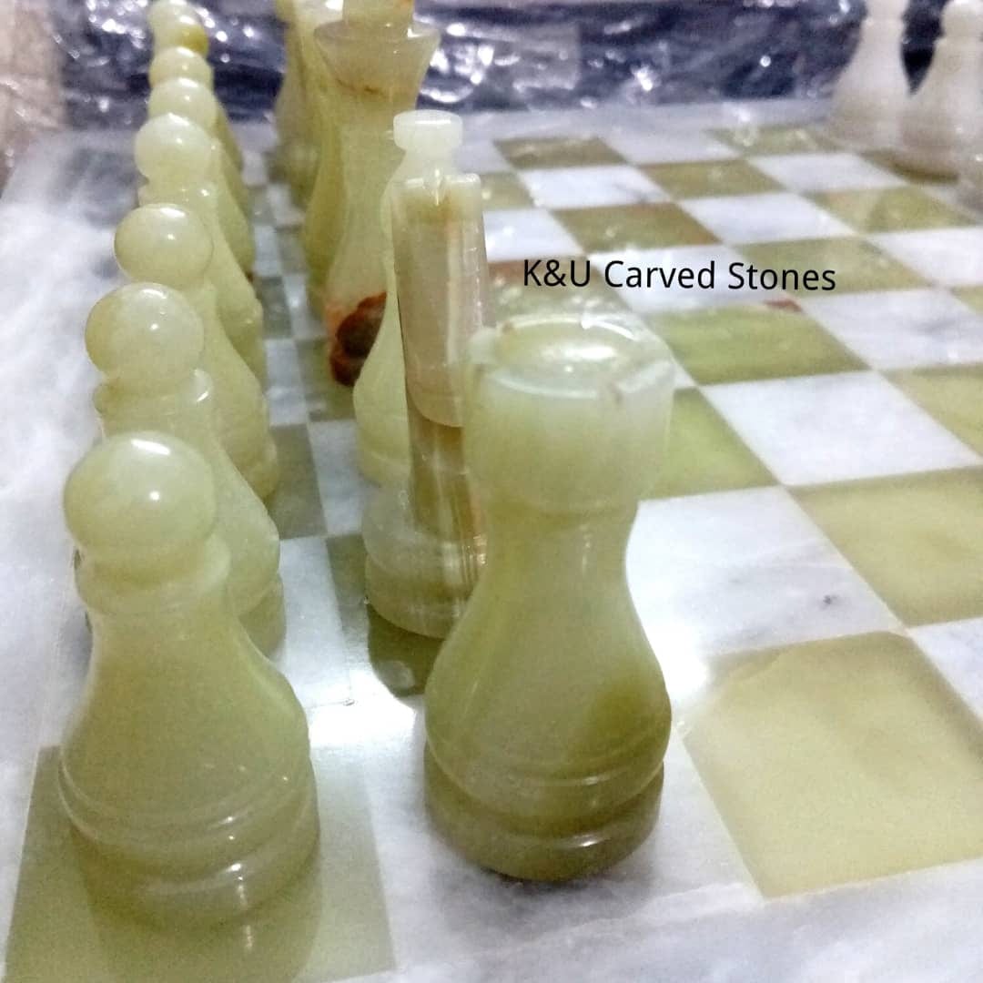 Beautiful Onyx Marble Chess Board Set - Image 7