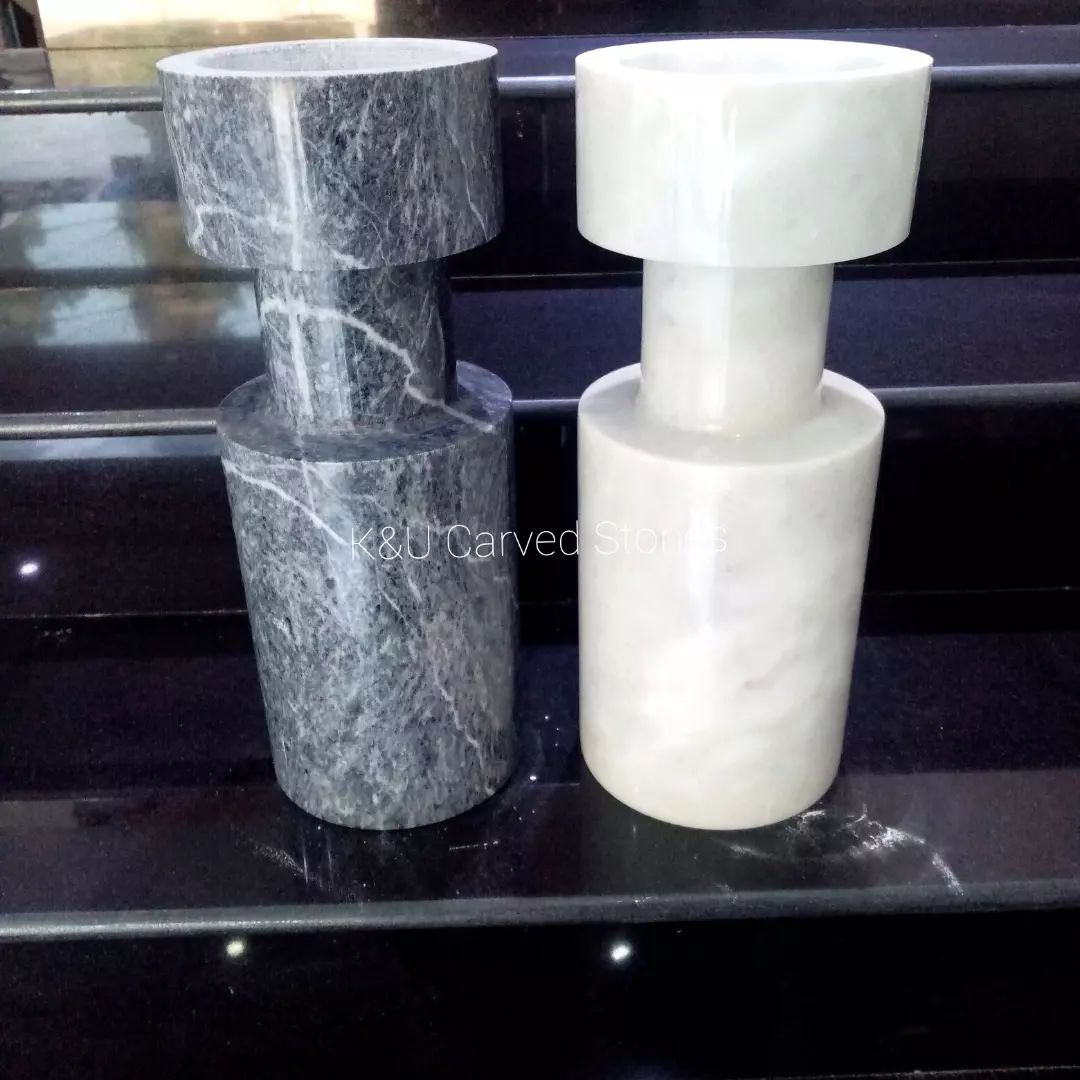 Elegant Marble Candle Light Vase Set