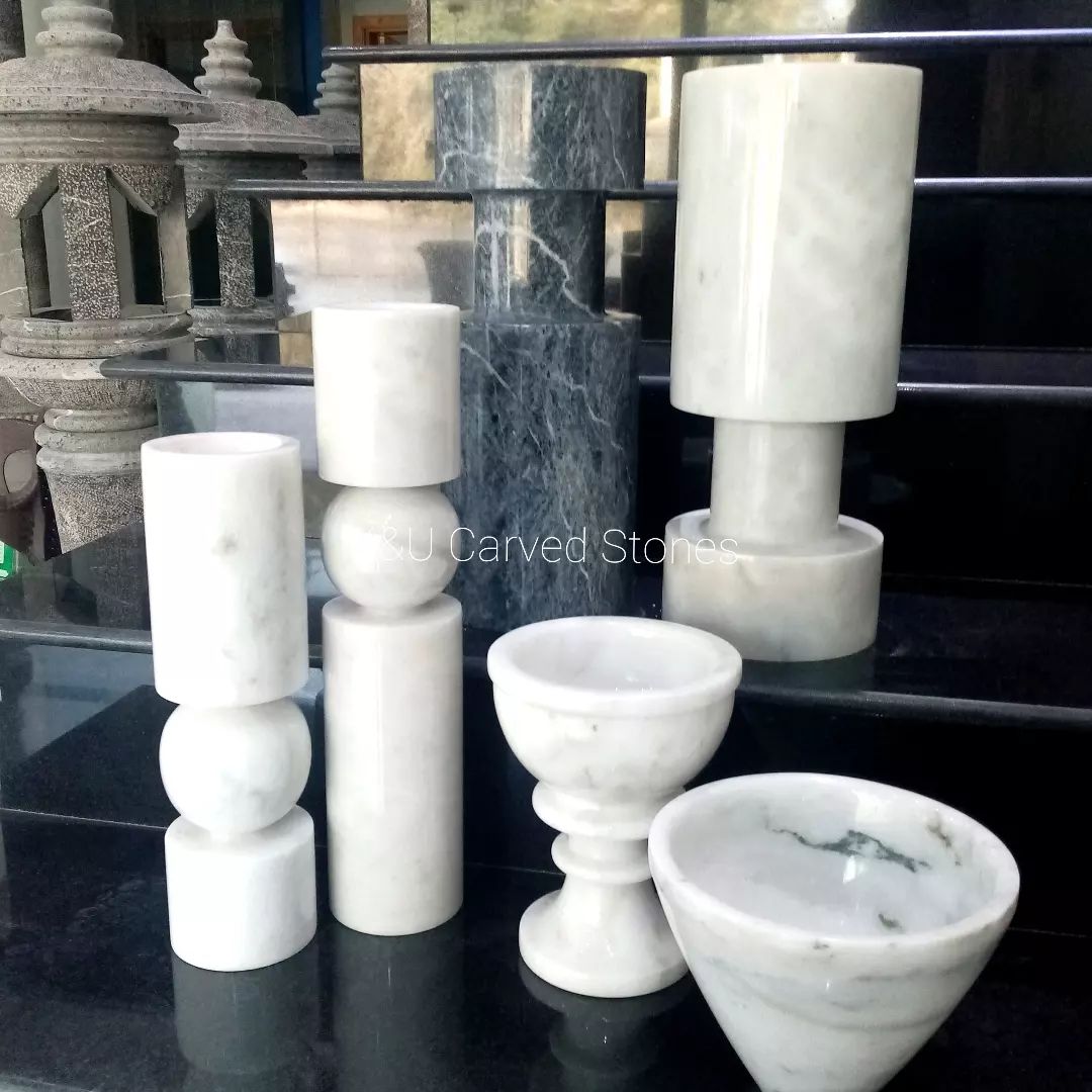 Elegant Marble Candle Light Vase Set
