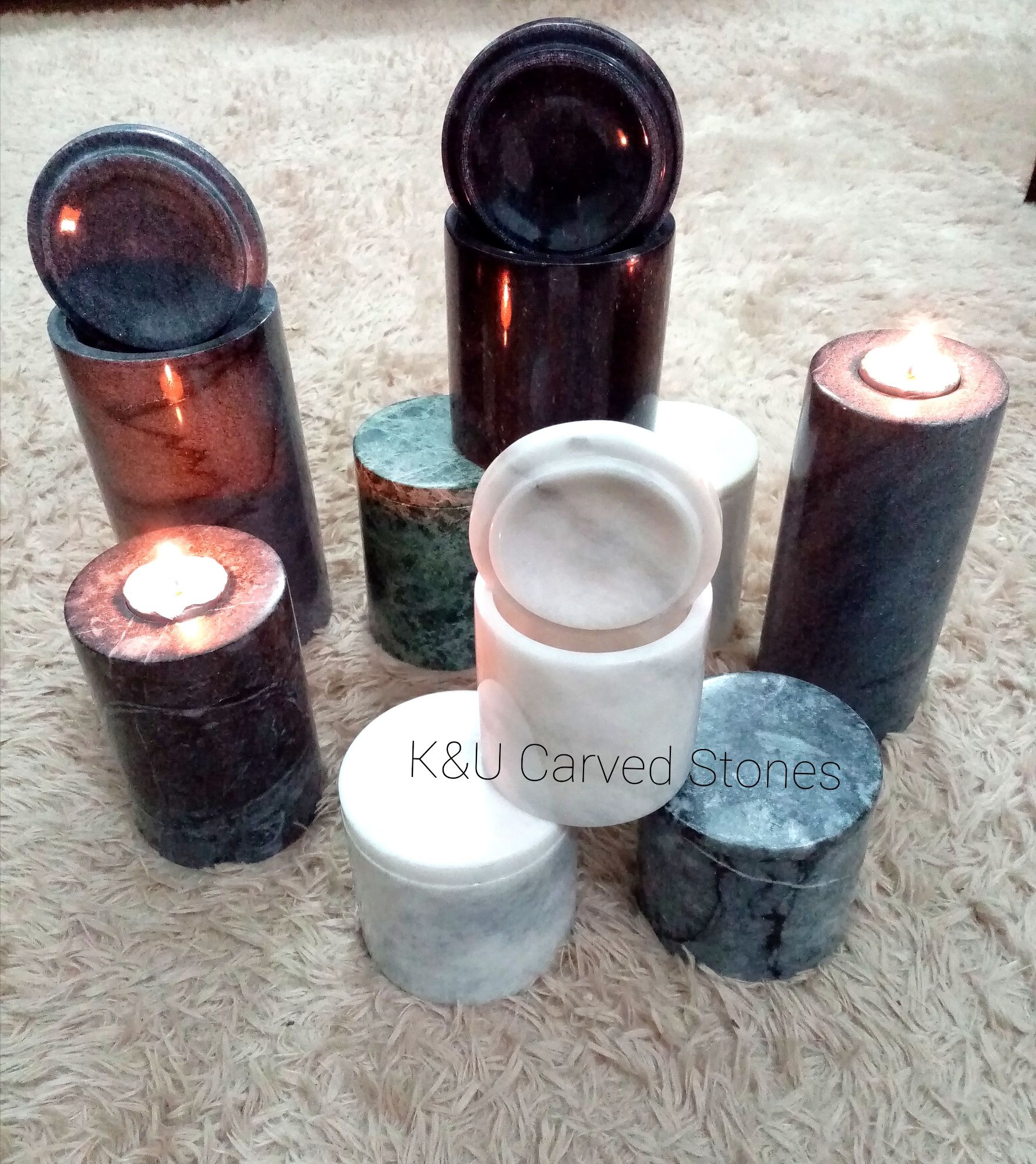 White Marble Fairy Candle Stands