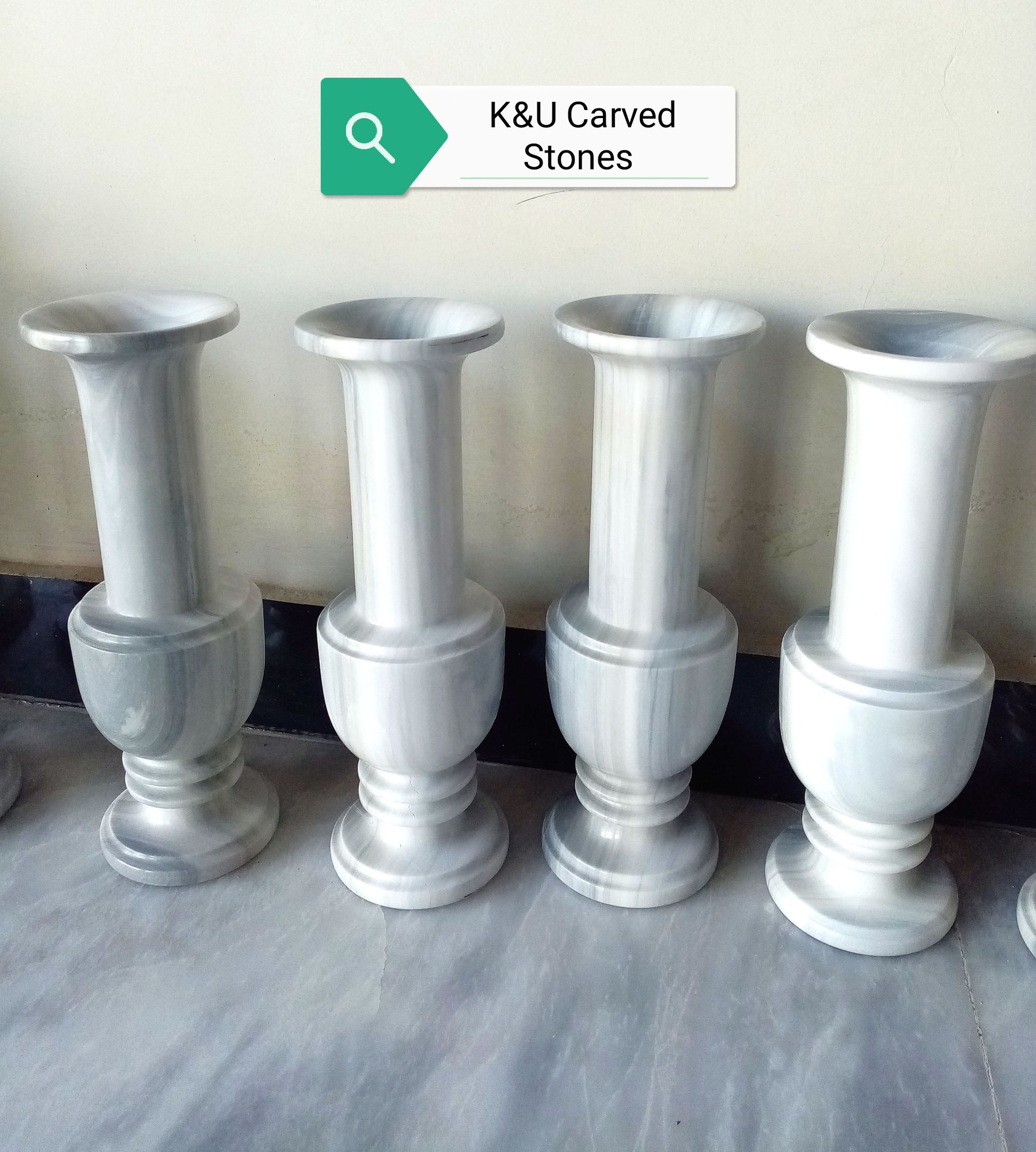 Luxury Handcrafted Marble Floor Vase (5) - K&U Carved Stones