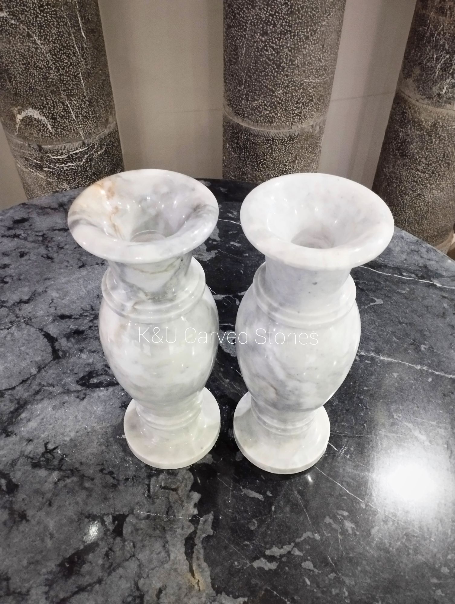 Natural Marble Flowers Vase Set