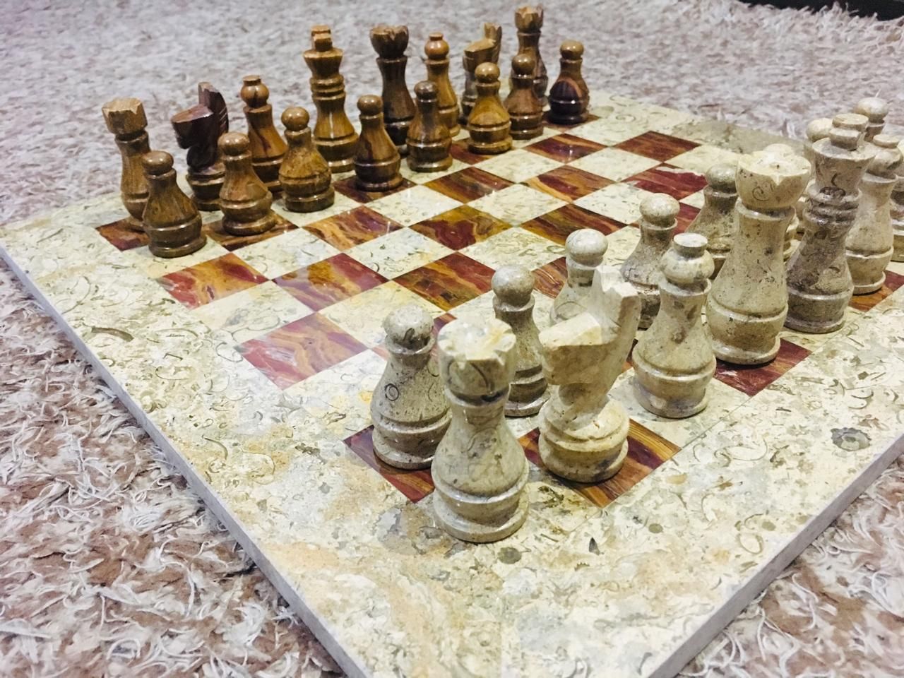 Brown Coral Marble Chess Set