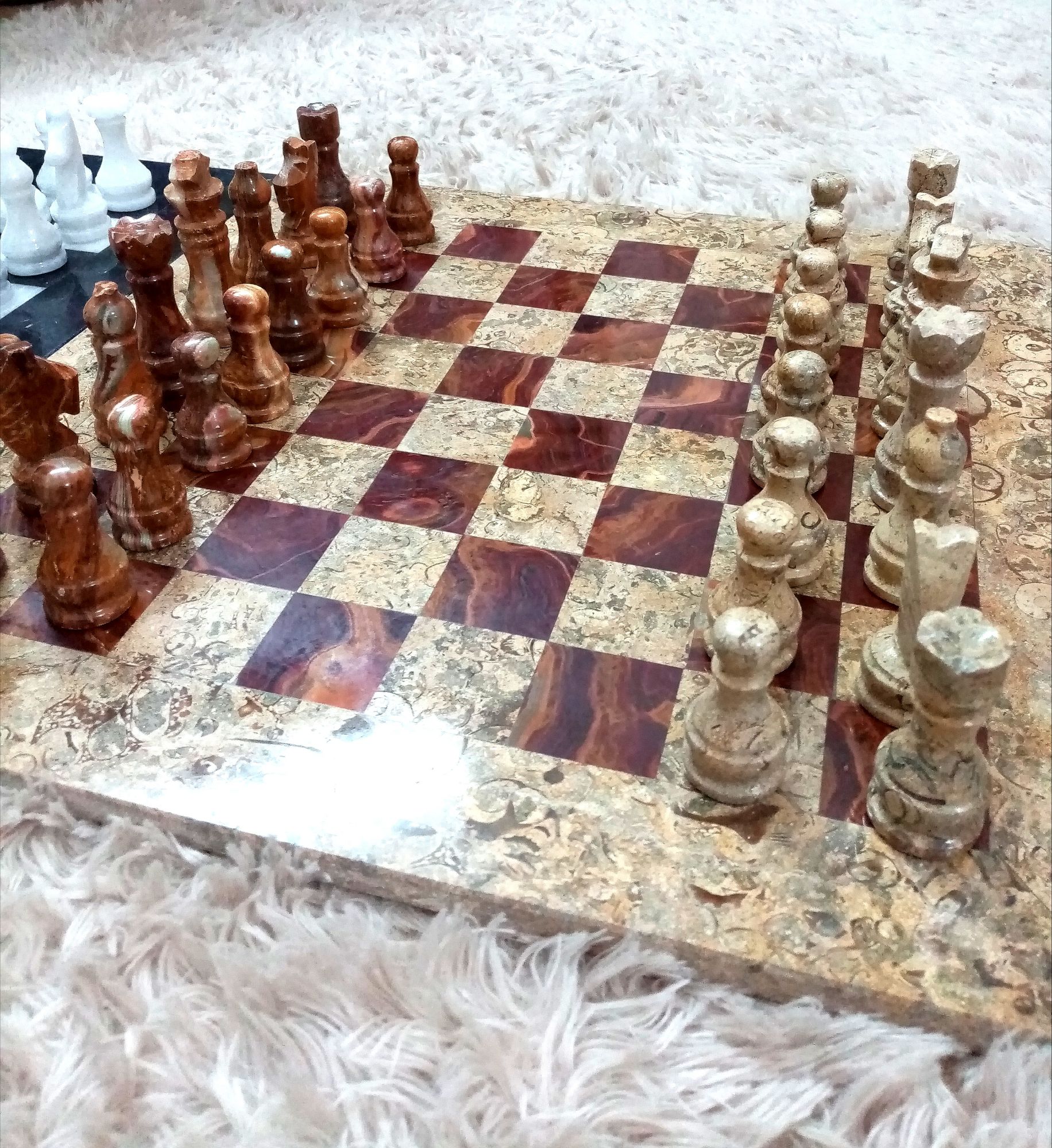 Brown Coral Marble Chess Set