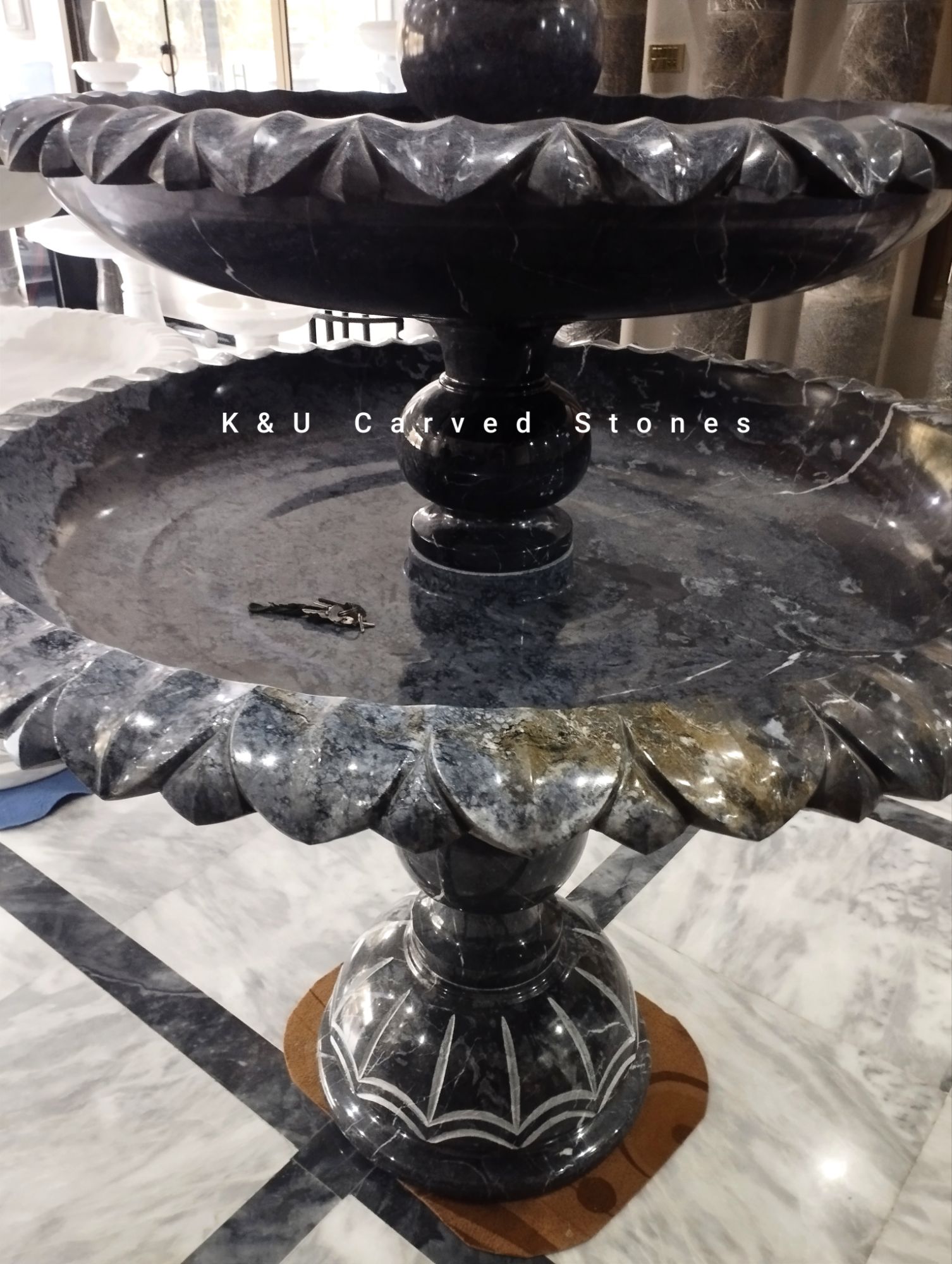 Exquisite Marble Carving Edges Fountain