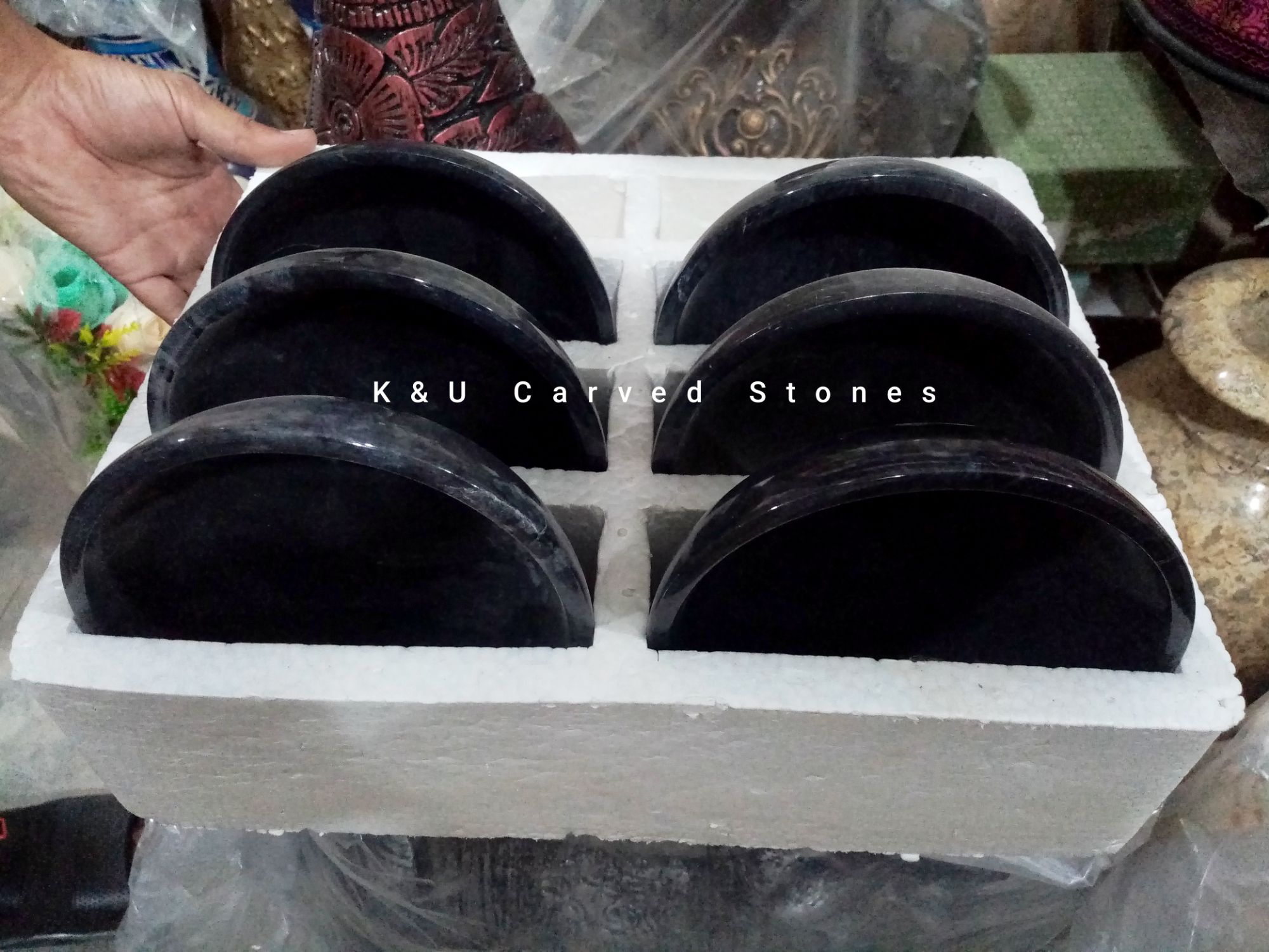 Black Marble Serving Bowl Set