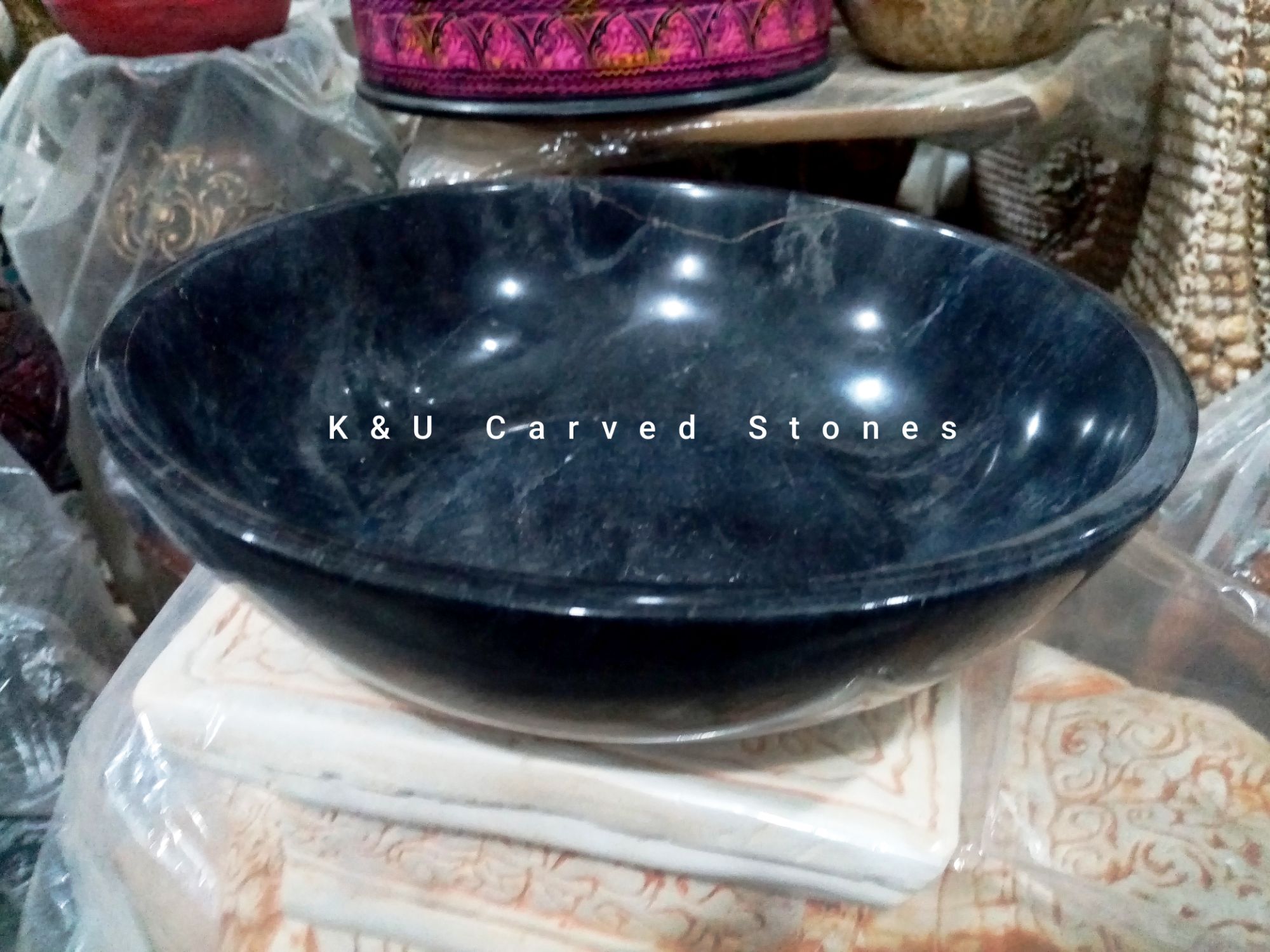 Large Black Marble Bowl