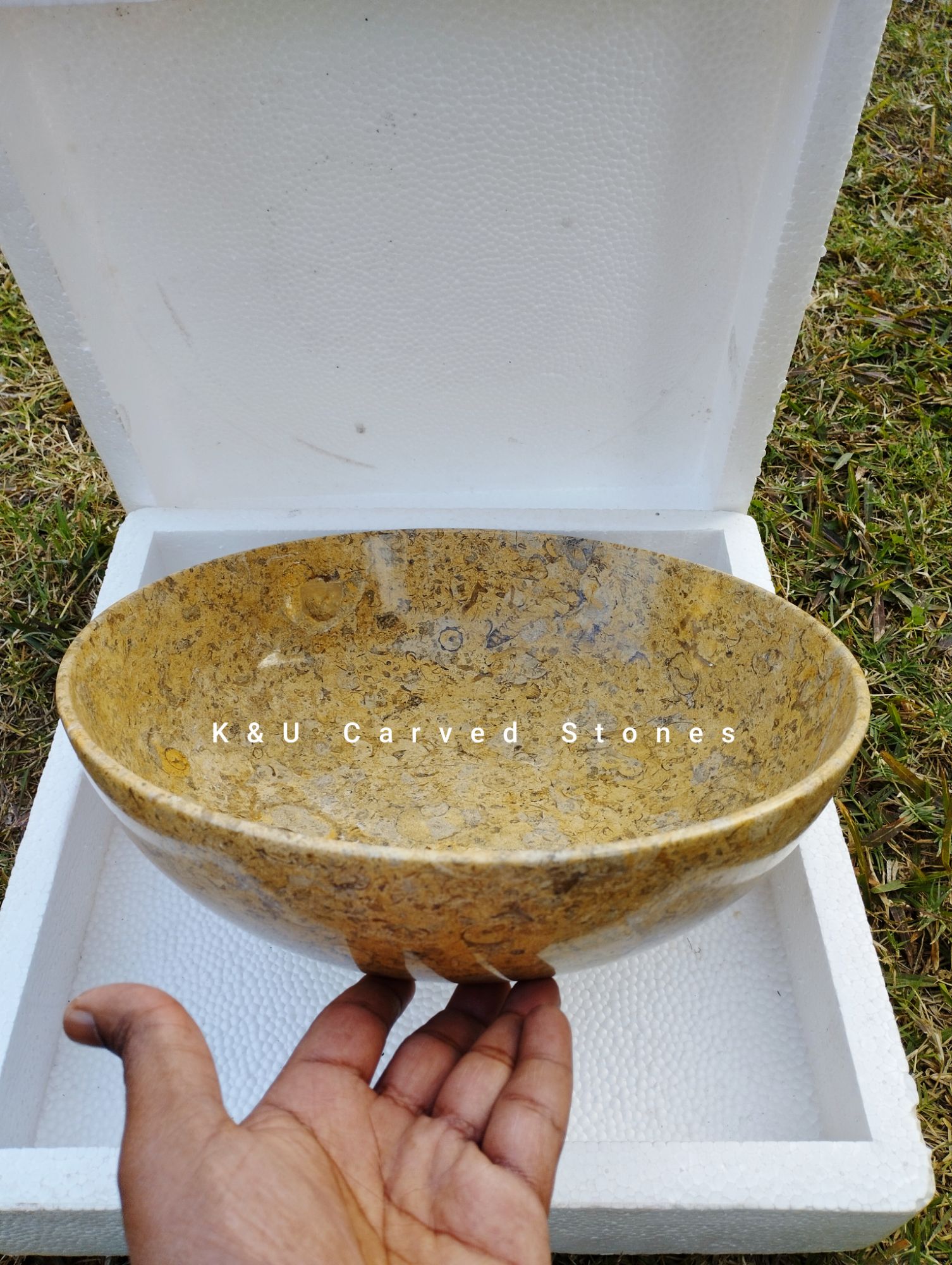 Beige Marble Serving Bowl