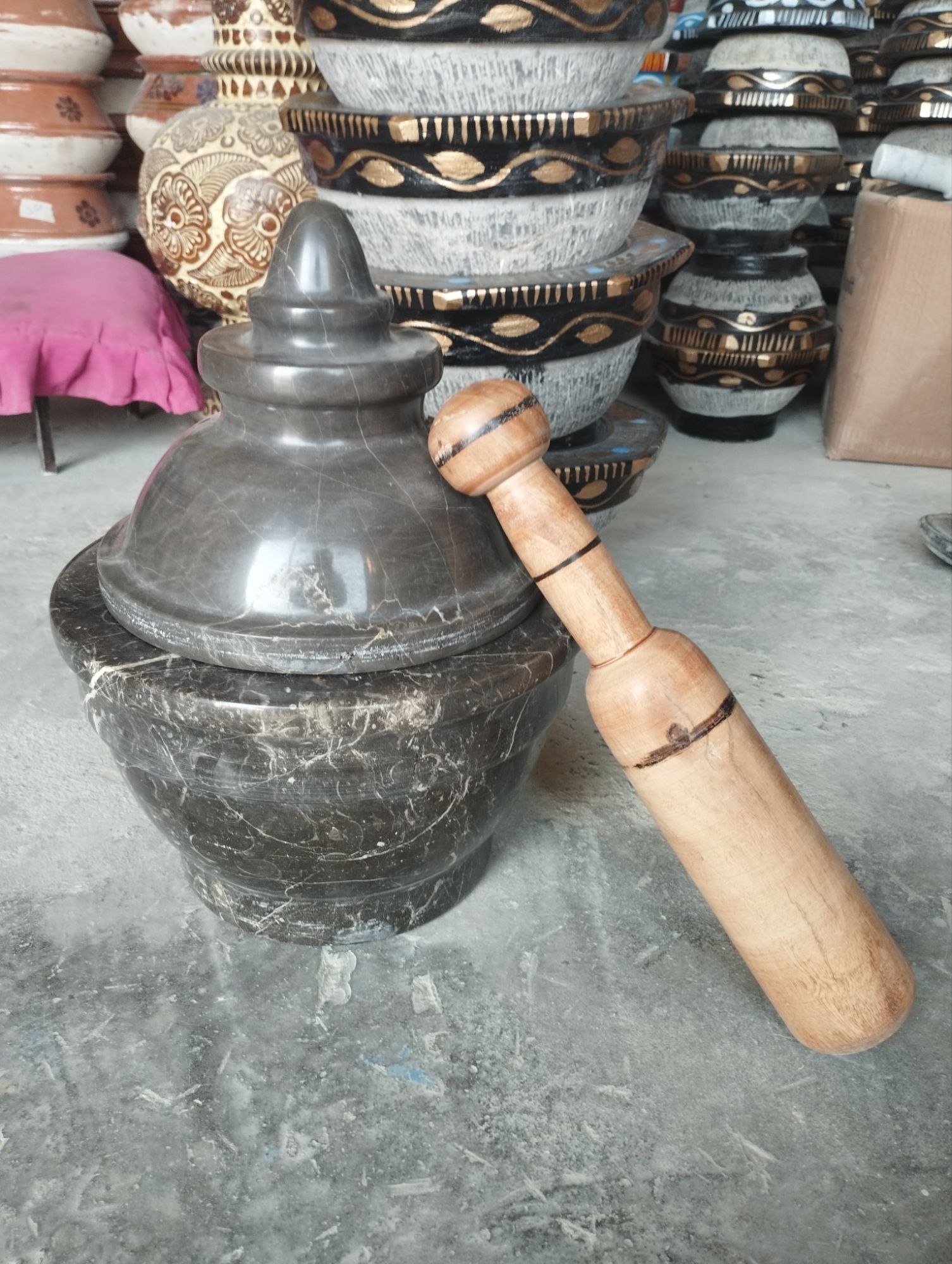 Granite mortar and pestle