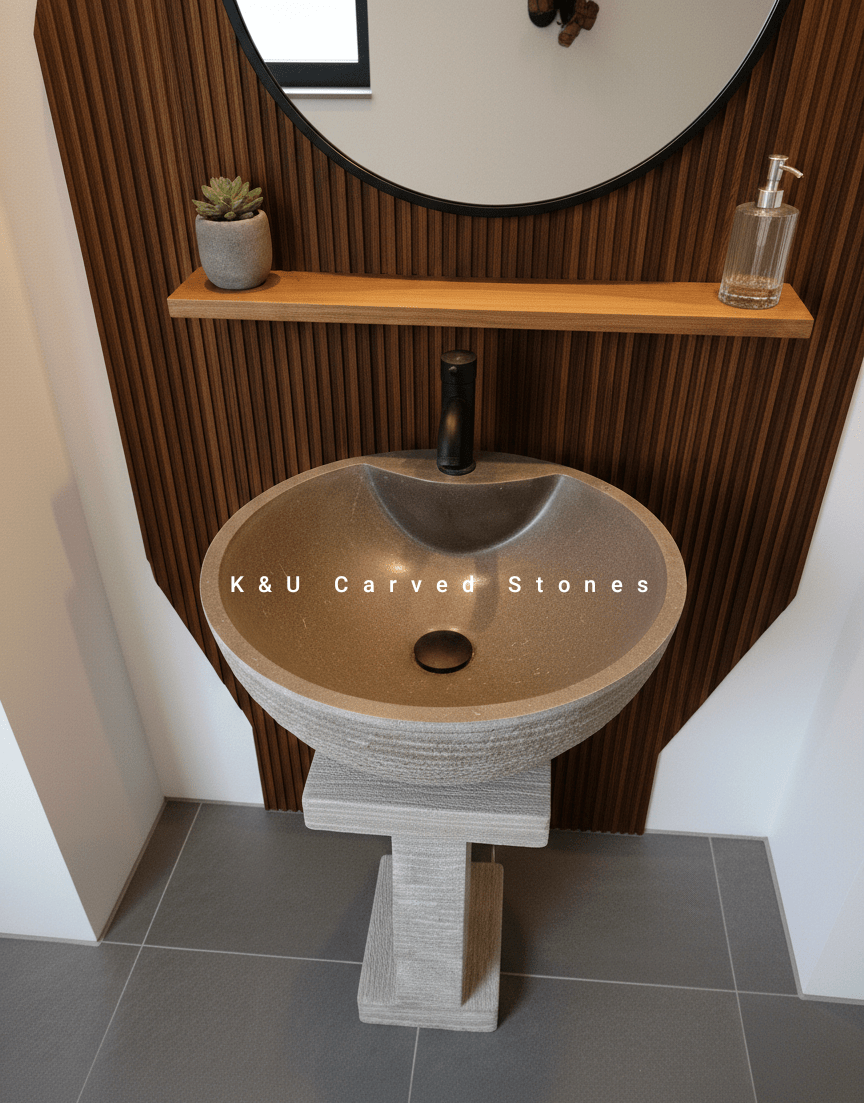 Designer river stone sink for elegant bathroom decoration