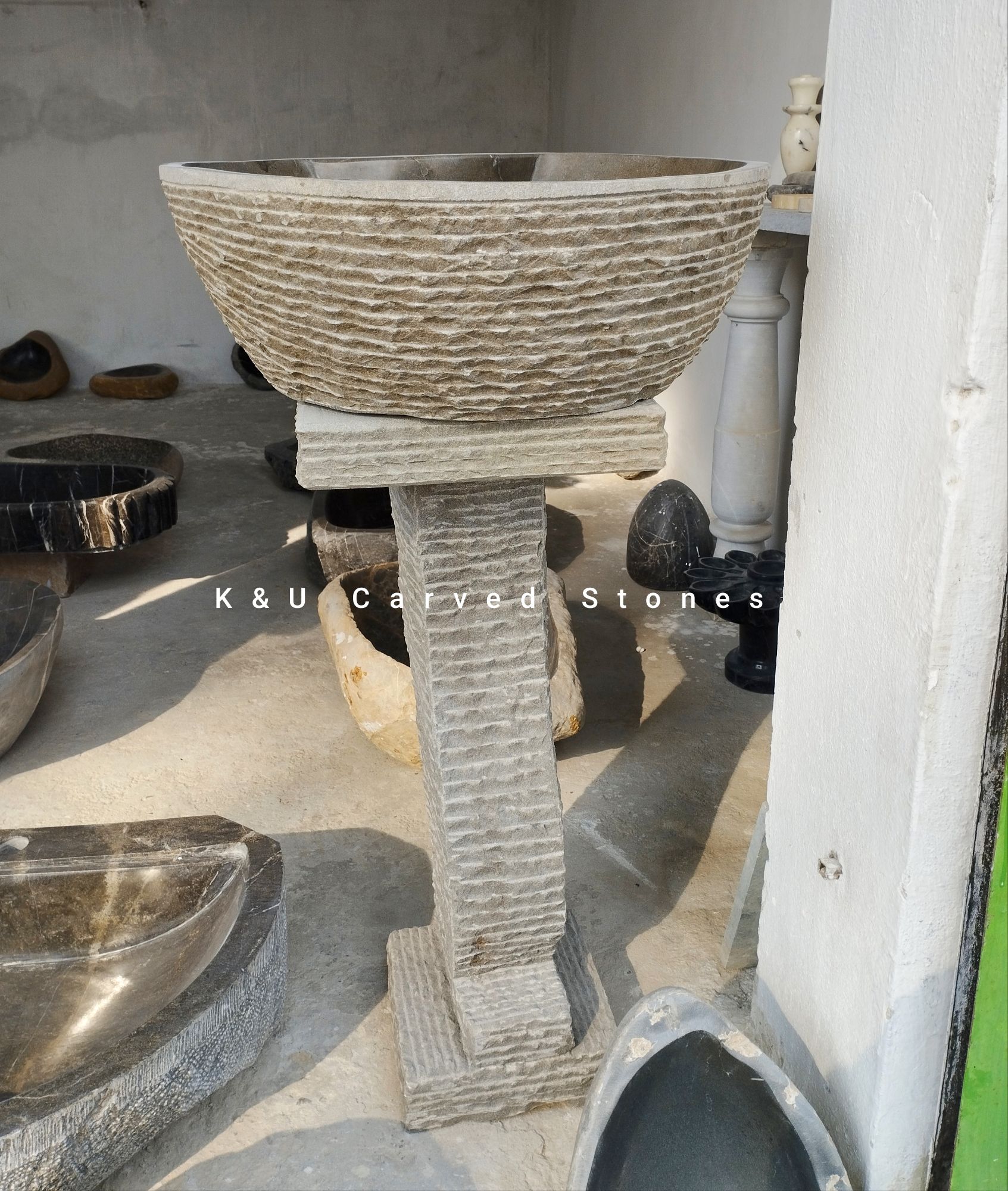 Premium handcrafted stone freestanding sink for luxury homes