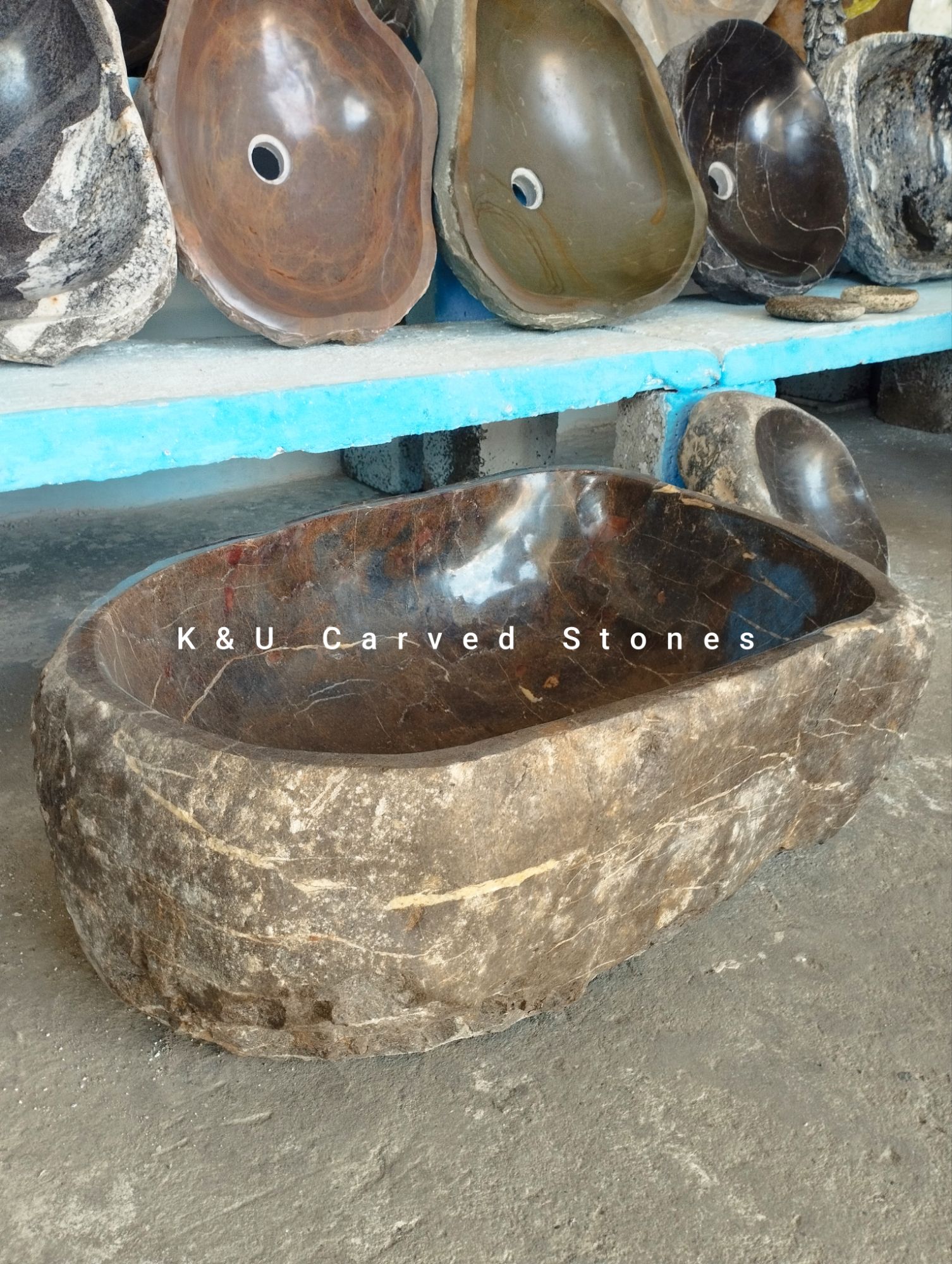 wholesale river stone vessel sink