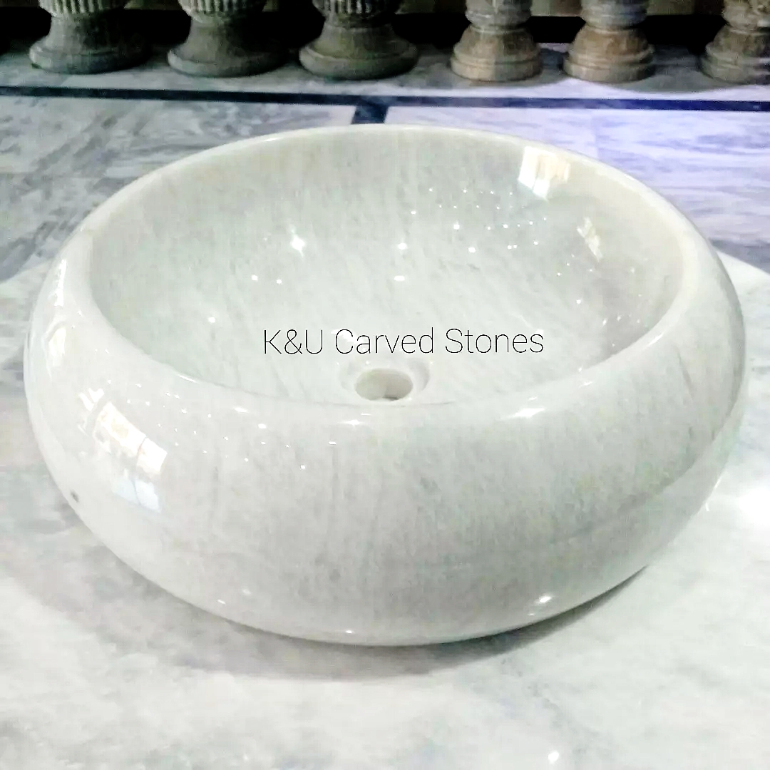 Premium marble bathroom basin with smooth polished surface