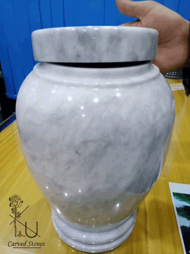 Carved White Ziyarat Marble Barni