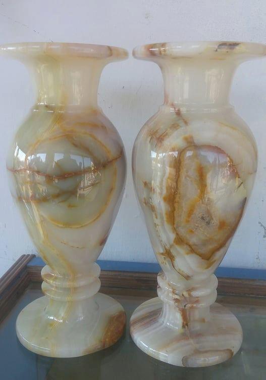 Hand carved Oshanic Marble Vase Pair